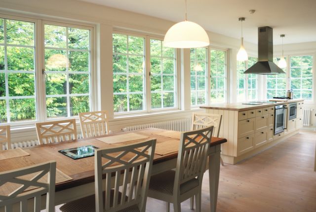 House windows after traditional window cleaning