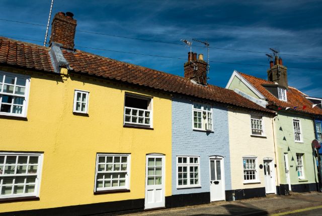 Terraced houses after window cleaning